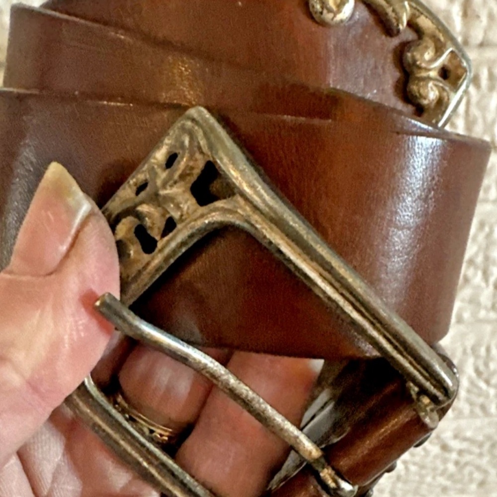The Limited Brown Leather Belt Silver Tone Y2k Classic Size SMALL Women